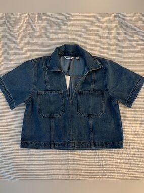 Blue Cropped Denim Top